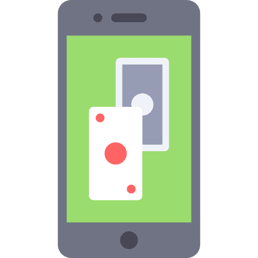 Gambler telephone playing cards technology icon