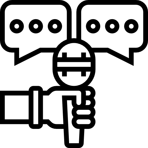 Interview professions and jobs microphone news reporter icon