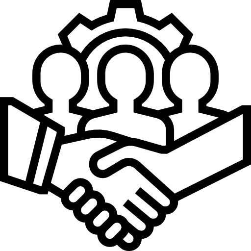 Team handshake human resources cooperative icon