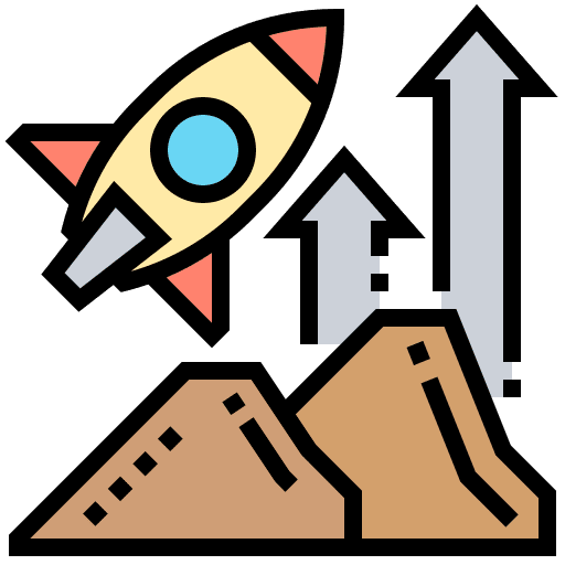 Mission rocket up arrows mission icon