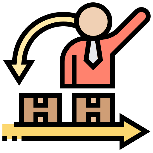 Product business and finance arrows product icon