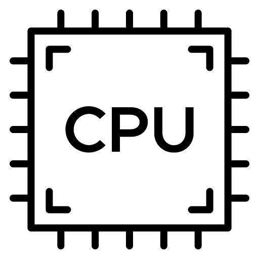 Cpu tower chip silhouette cpu tower processing icon