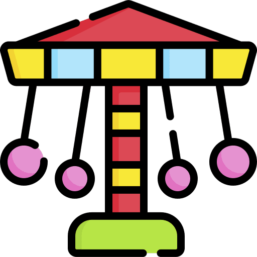 Merry go round buildings amusement park game icon