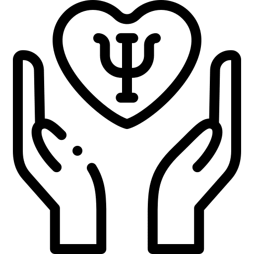 Mental health healthcare and medical psychologist hands icon