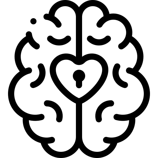 Brain security brain mental health icon