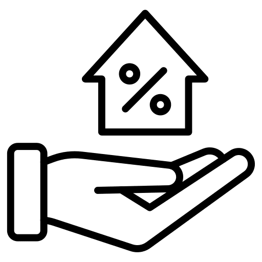 Buy home percentage house real estate icon