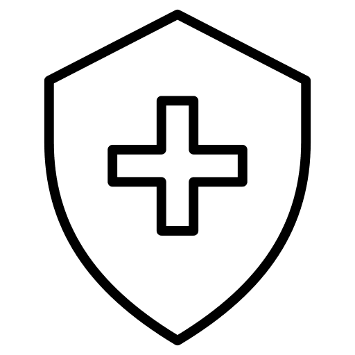 Medical insurance protected shield security icon