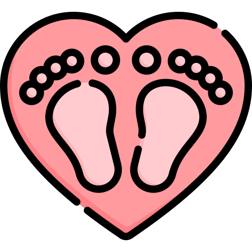 Footprints barefoot heart kid and baby icon