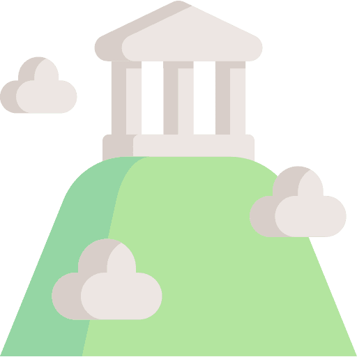 Olympus temple architecture and city landscape icon