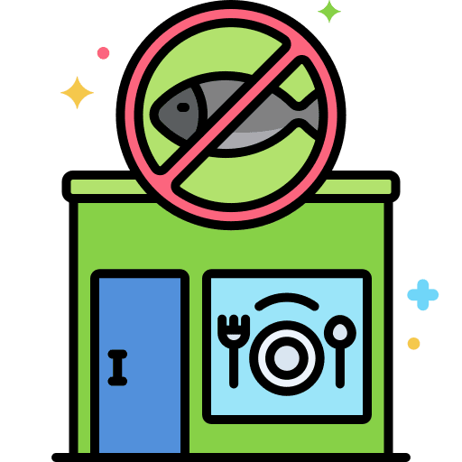 Vegetarian restaurant building organic food icon