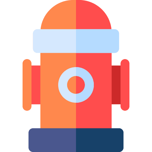 Fire hydrant firefighter security architecture and city icon