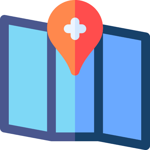 Map maps and location map pointer hospital icon