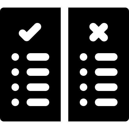 Pros and cons evaluation bad good icon