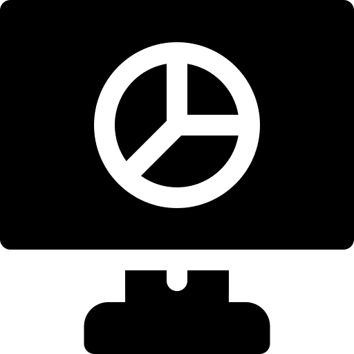 Data visualization pie chart computer monitor icon
