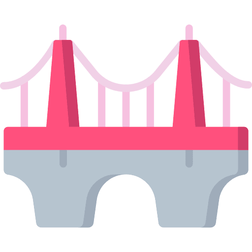 Bridge structure river water icon