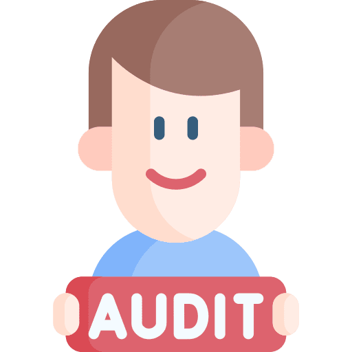 Auditor caucasian search audit icon