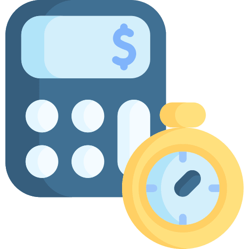 Calculator business and finance dollar clock icon