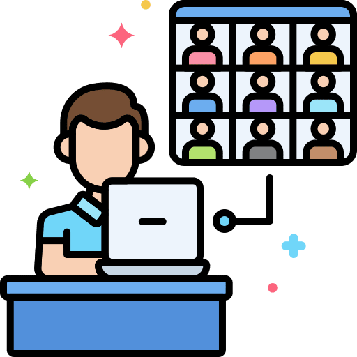 Classroom education video conference online icon