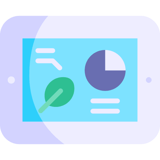 Stats farming and gardening pie chart tablet icon