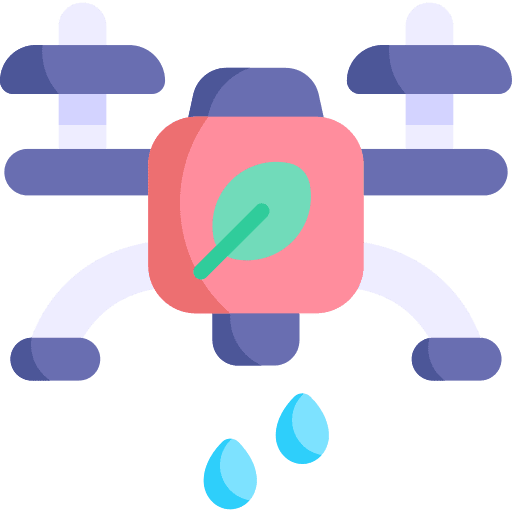 Drone smart farm drops farming and gardening icon