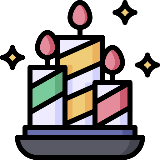 Candles flame sparkles celebration icon