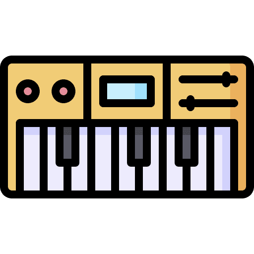Synthesizer organ music and multimedia electric piano icon