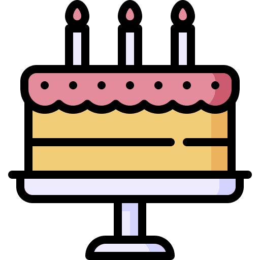 Birthday cake sweet bakery candles icon