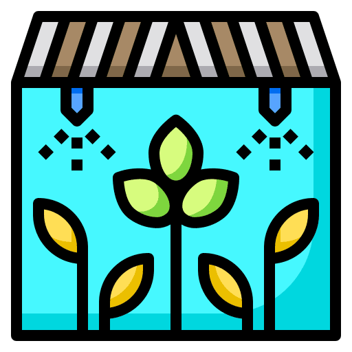 Dome irrigation system watering greenhouse icon