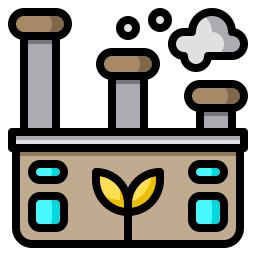 Eco factory sprout building industry icon