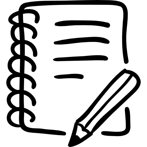 Notebook and pencil hand drawn writing tools workbook hand drawn writing icon