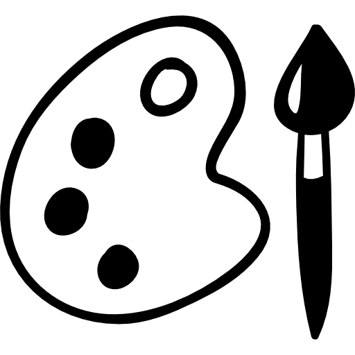 Painbrush and painter palette education palette paintbrush icon