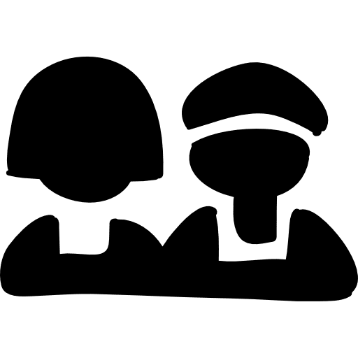 Students couple hand drawn persons students hand drawn people icon