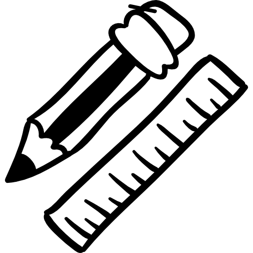 Pencil and ruler hand drawn education tools tools two tool icon