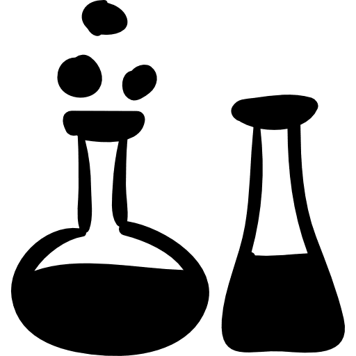 Flasks with liquids hand drawn tools tools bottles science icon