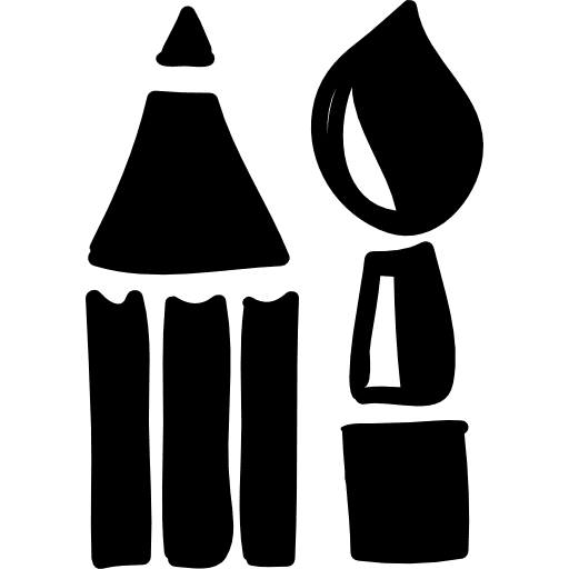 Pencil and paintbrush tool education paintbrush icon