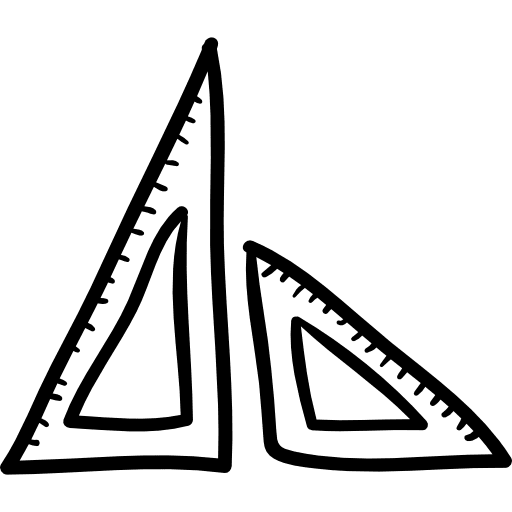 Triangular rulers couple tools hand drawn two icon