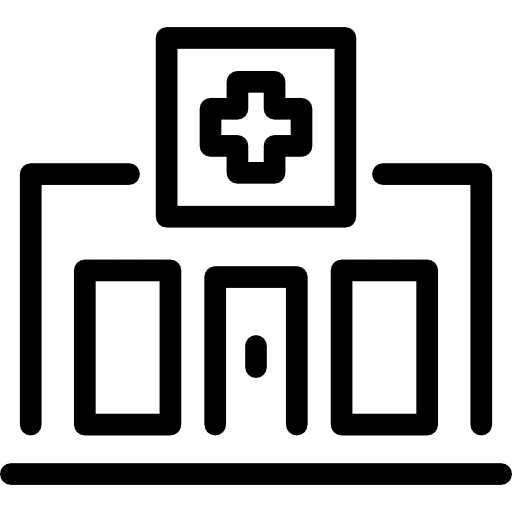 University hospital buildings medicine college icon