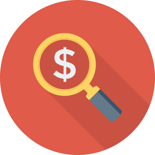 Search detective business and finance magnifying glass icon