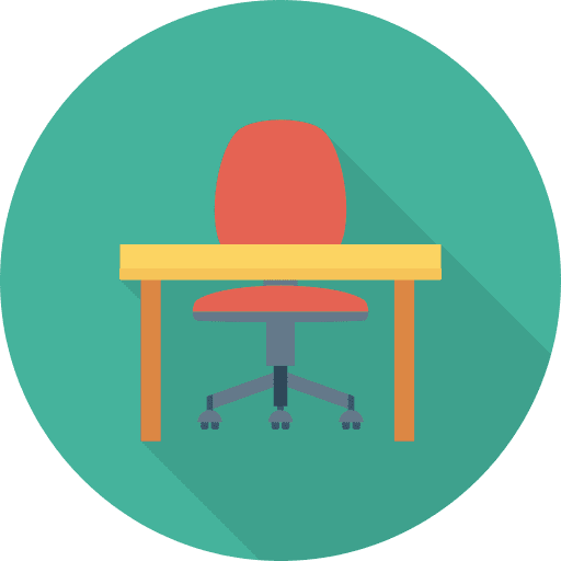 Desk chair furniture and household table icon