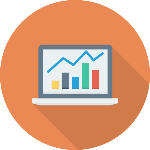 Analytics statistics bar chart laptop icon