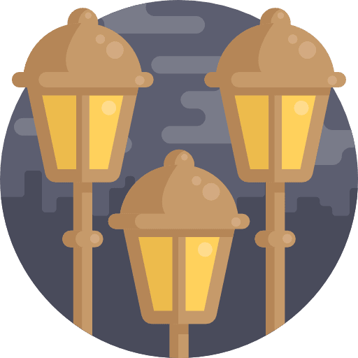 Street lamps technology architecture and city streets icon