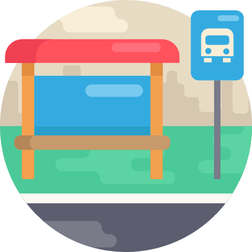 Bus stop bench architecture and city urban icon