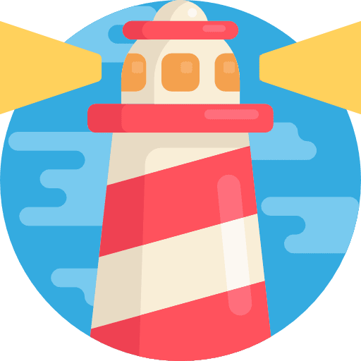 Lighthouse tower guide buildings icon