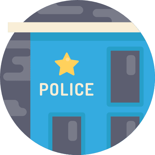 Police station architecture and city buildings police icon