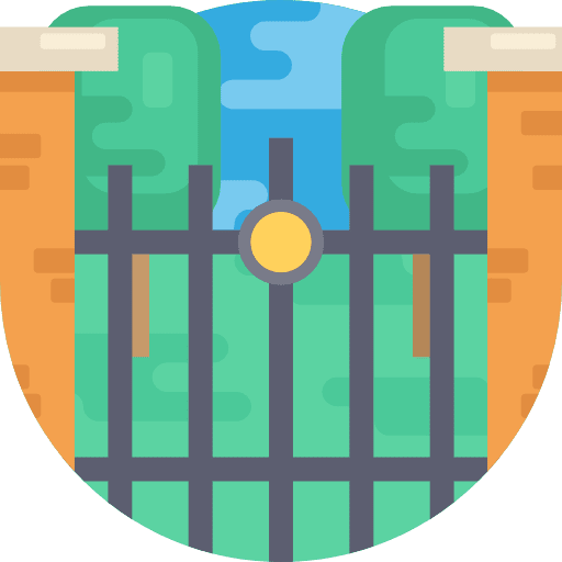 Gateway building architecture and city entrance icon