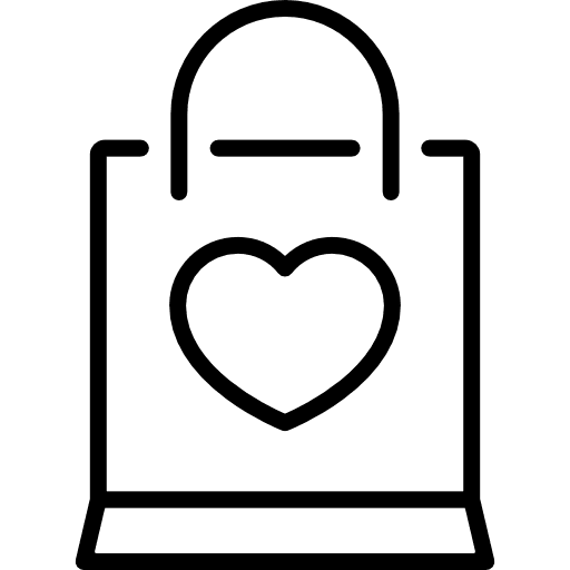 Shopping bag shopping love and romance shopper icon