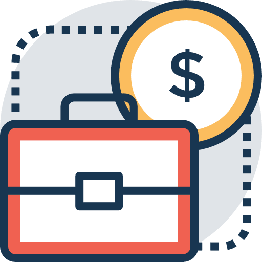 Investment money briefcase dollar sign icon