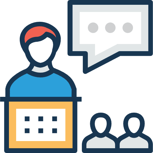 Conference lecture people lectern icon