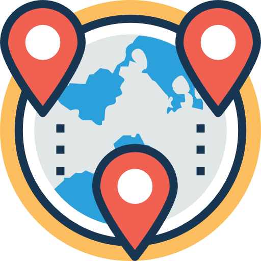 Worldwide travel maps and location region icon