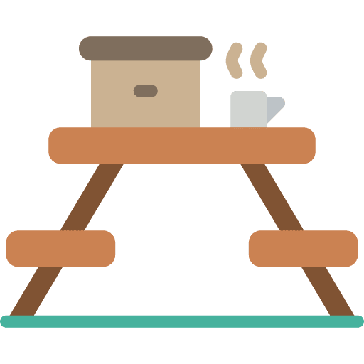 Picnic bench rest area people icon